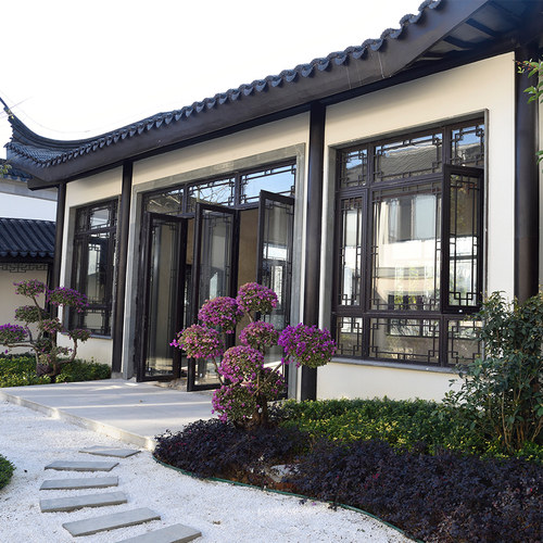 新中式仿古门窗铝合金别墅仿古窗复古门窗系统门窗断桥铝门窗定制