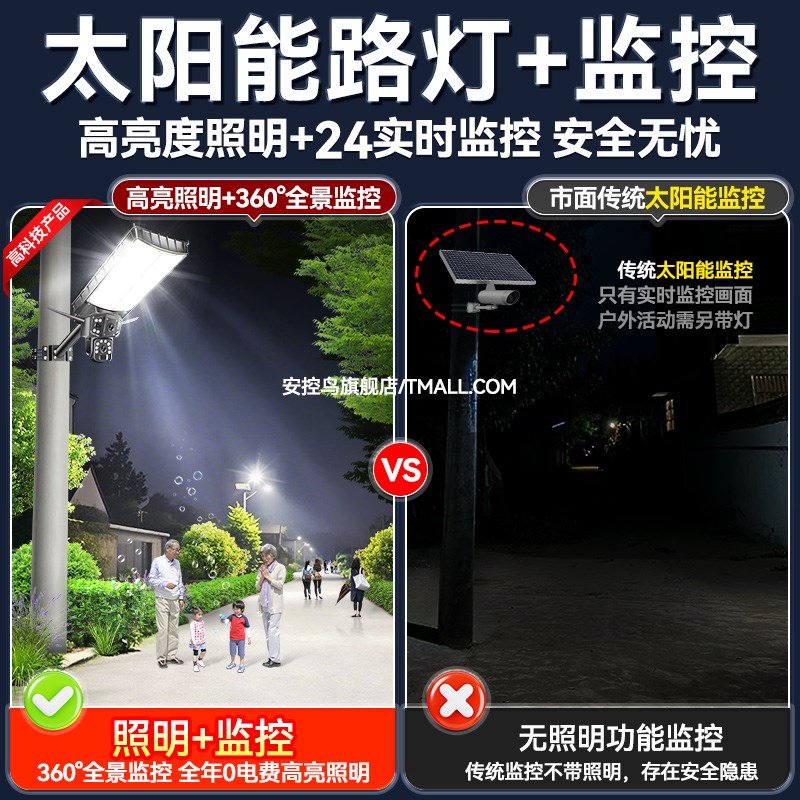2025新款太阳能监控路灯一体4G室外摄像头带照明免插电无网监控灯