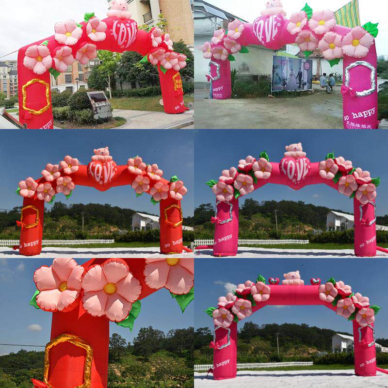 婚庆气模拱门定制开业充气拱门彩虹门开业道具气模心形充气拱门