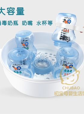 婴儿奶嘴奶瓶收纳盒微波炉蒸汽消毒盒带盖防尘婴儿奶瓶消毒器灭菌