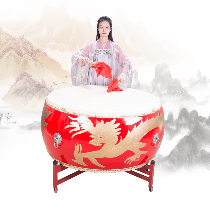 牛皮鼓大鼓厂家锣鼓乐器全套实木战鼓中国红鼓堂鼓龙鼓跳舞演出鼓