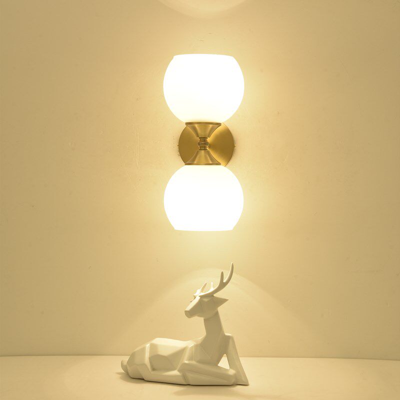 led全铜壁灯床头现代简约北欧卧室轻奢客厅双头背景过道楼梯墙灯