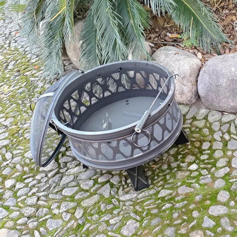 户外庭院圆形烧烤炉取暖柴火炉烤火架烤火炉碳火盆取暖炉篝火盆炉