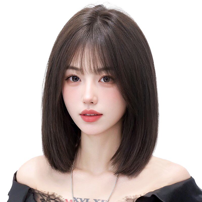 假发女全头套式气质隐形锁骨发真发蕾丝自然递针全整顶短发假发套