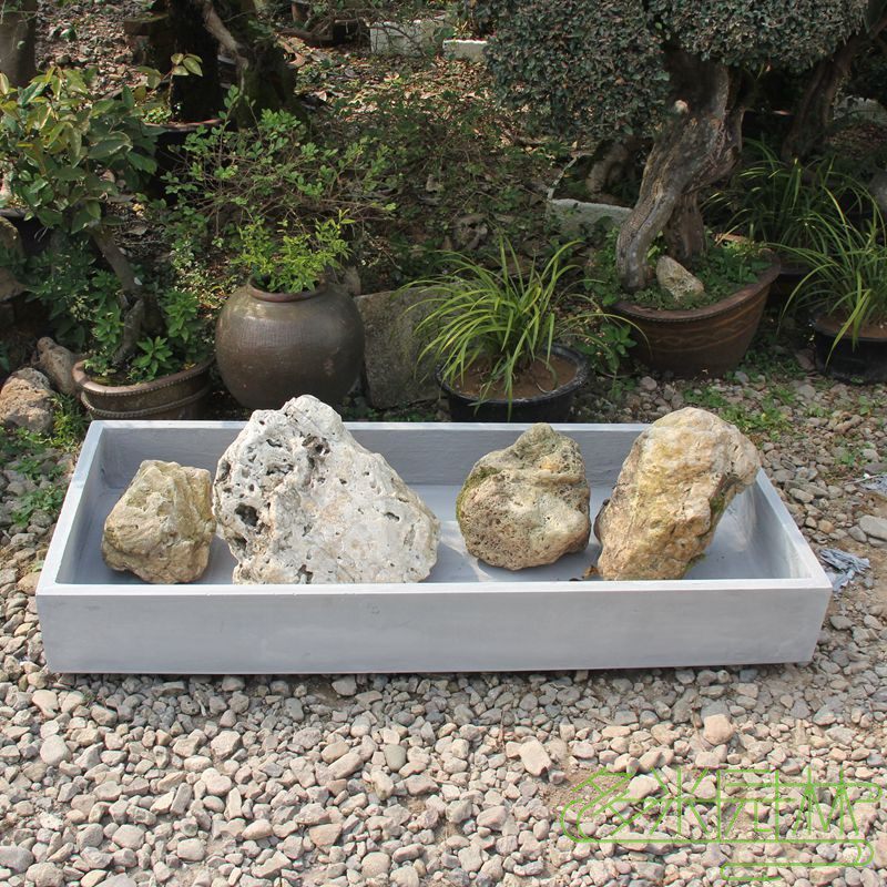 绿植造景沙盘水泥花箱迎客松盆景创意客厅假山微景观镁泥花盆防水