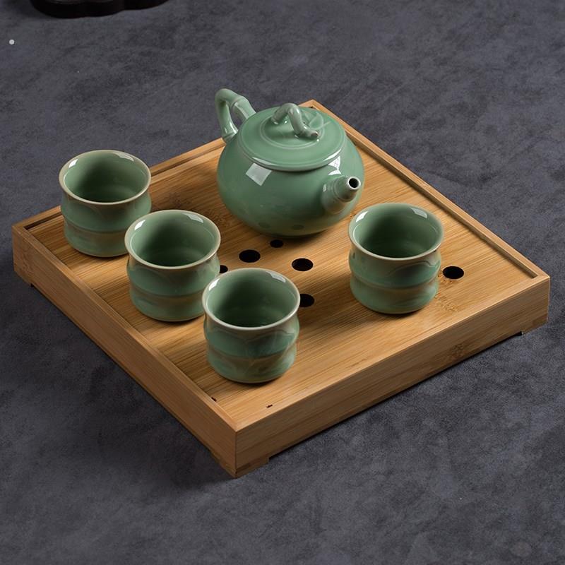 龙泉青瓷旅行功夫茶具小套装一壶四杯可携式家用办公中式泡茶壶组