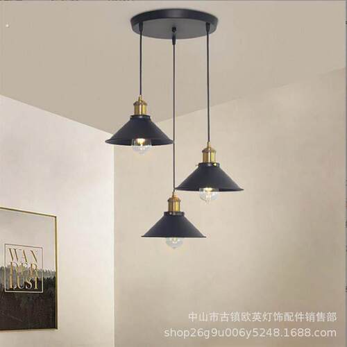 复古吊灯铁艺黑色现代灯餐厅吧台灯单头工业风酒店工程灯氛围灯