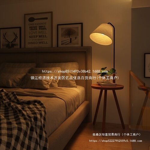 实木落地灯客厅沙发旁边茶几简约卧室床头柜置物一体网红立式台灯
