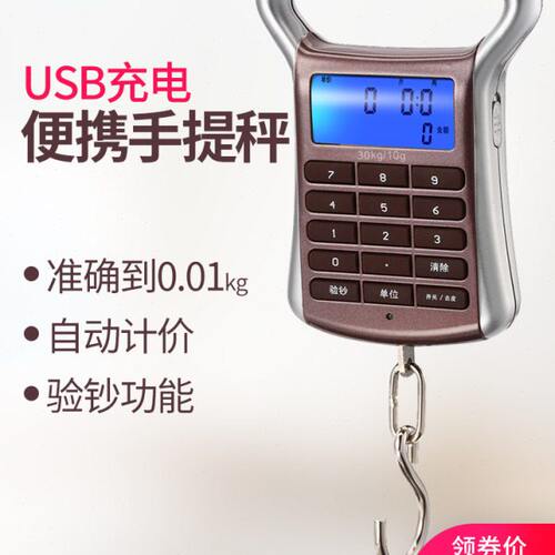 弹簧手提NW快递秤称价便携式电子称充电称高精度手提秤C迷你手计