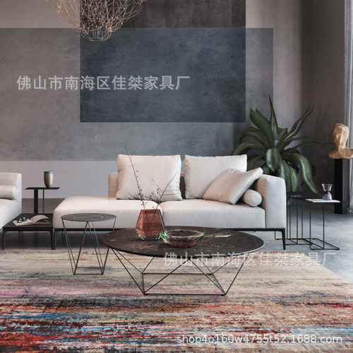 铁艺简约大理石方几北欧茶几