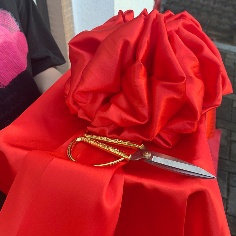 剪彩花球 开业庆典 彩带托盘道具 剪刀 大红花球 剪彩套装用品