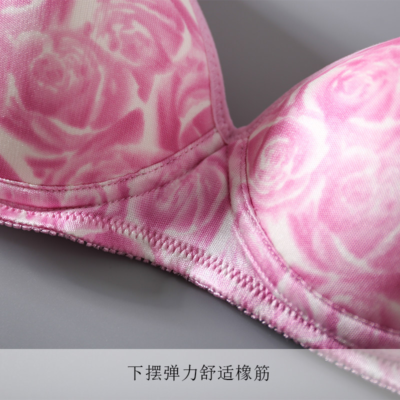 桑蚕丝印花无钢圈文胸 针织真丝薄款运动睡眠内衣 豹纹光面胸罩