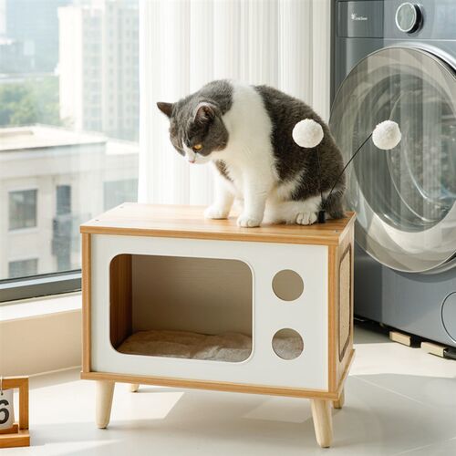 实木换鞋凳猫窝人猫共用宠物床头柜换鞋凳创意猫家具猫窝冬季保暖