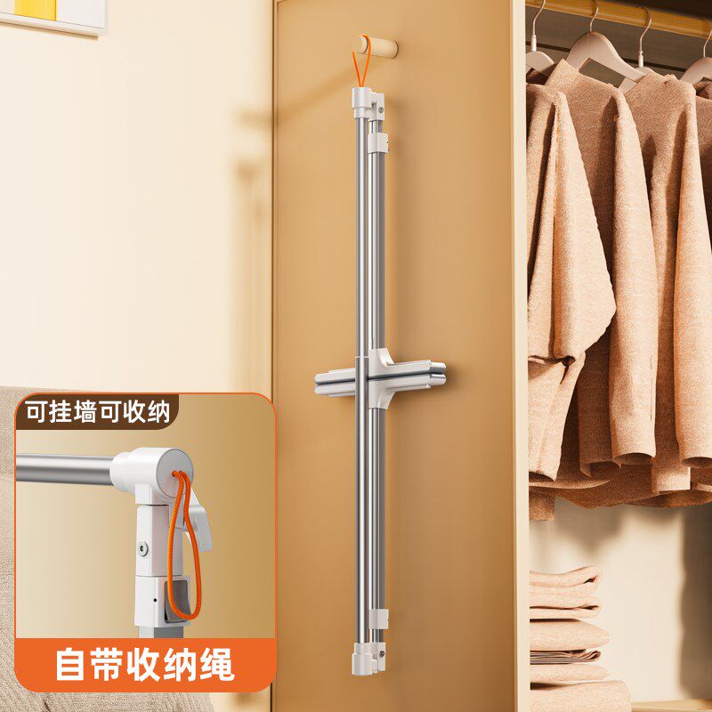 衣柜内部挂衣杆晾衣服架子伸缩调节升降衣橱里的内置支架落地折叠