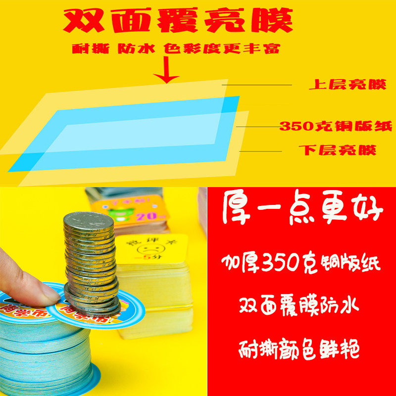 1000张!机构小学生学习积分卡定制乐学尚学儿童积分币辅导班幼儿