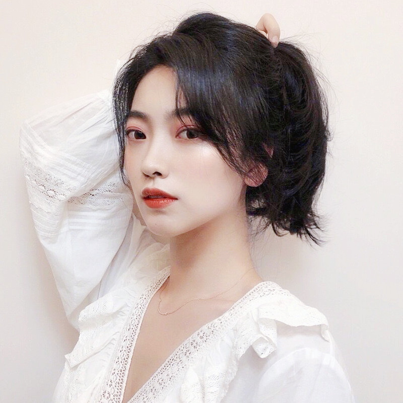 马尾真发女抓夹全真发超轻绑带短发内扣短款自然假发高马尾辫子