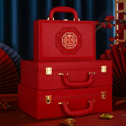 结婚彩礼箱订婚现金礼金箱皮质提亲彩礼聘礼盒装现金20万婚庆用品