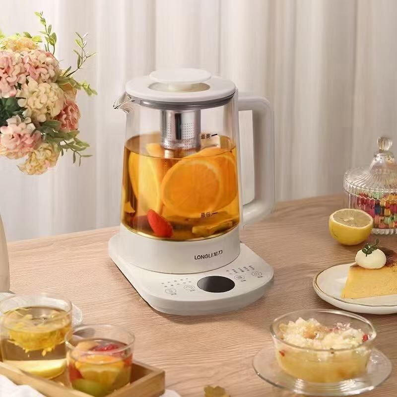 龙力养生壶全自动烧养生食材蒸鸡蛋花茶煮茶器煲E01麦饭石 玫瑰瓷