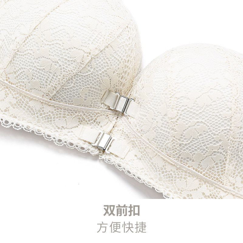前扣无肩带内衣女小胸加厚款聚拢防滑裹胸式隐形文胸抹胸胸罩夏季