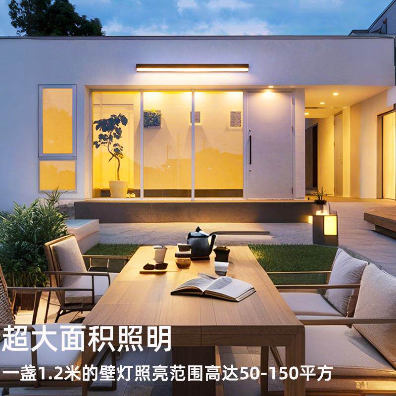 庭院感应壁灯室外防水长条灯超亮自建房家门口灯门头灯户外照明灯