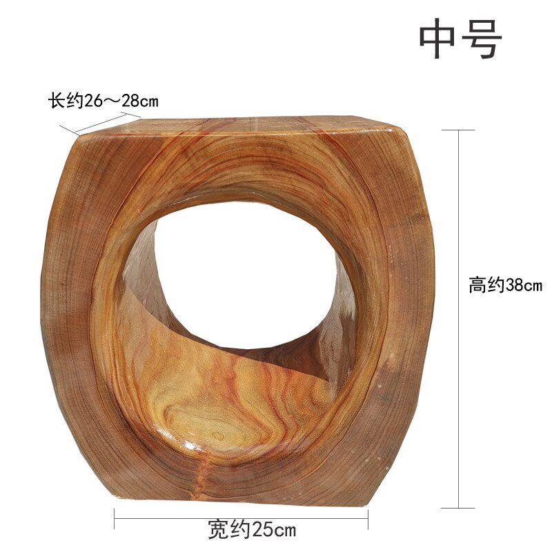 根雕香樟木凳子家用实木墩茶几木桩底座树根花架摆件中间镂空矮凳