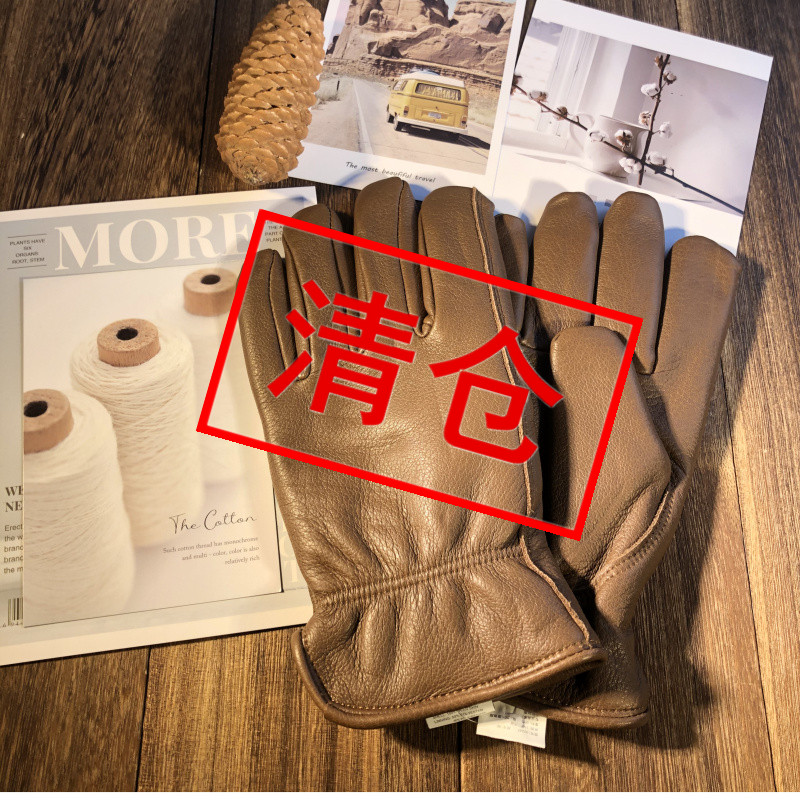 反季清货 jue版鹿皮复古摩托机车男耐磨骑车司机开车保暖真皮手套