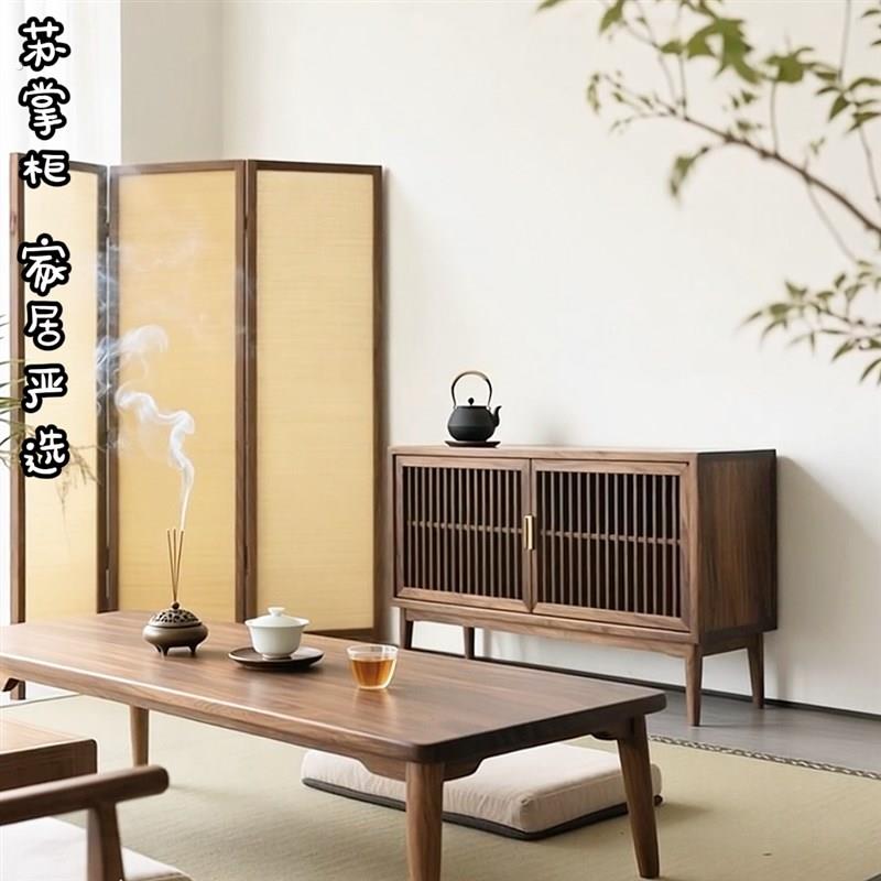 新款极简实木餐边柜2025北美黑胡桃木储物柜宋式美学轻奢置物架