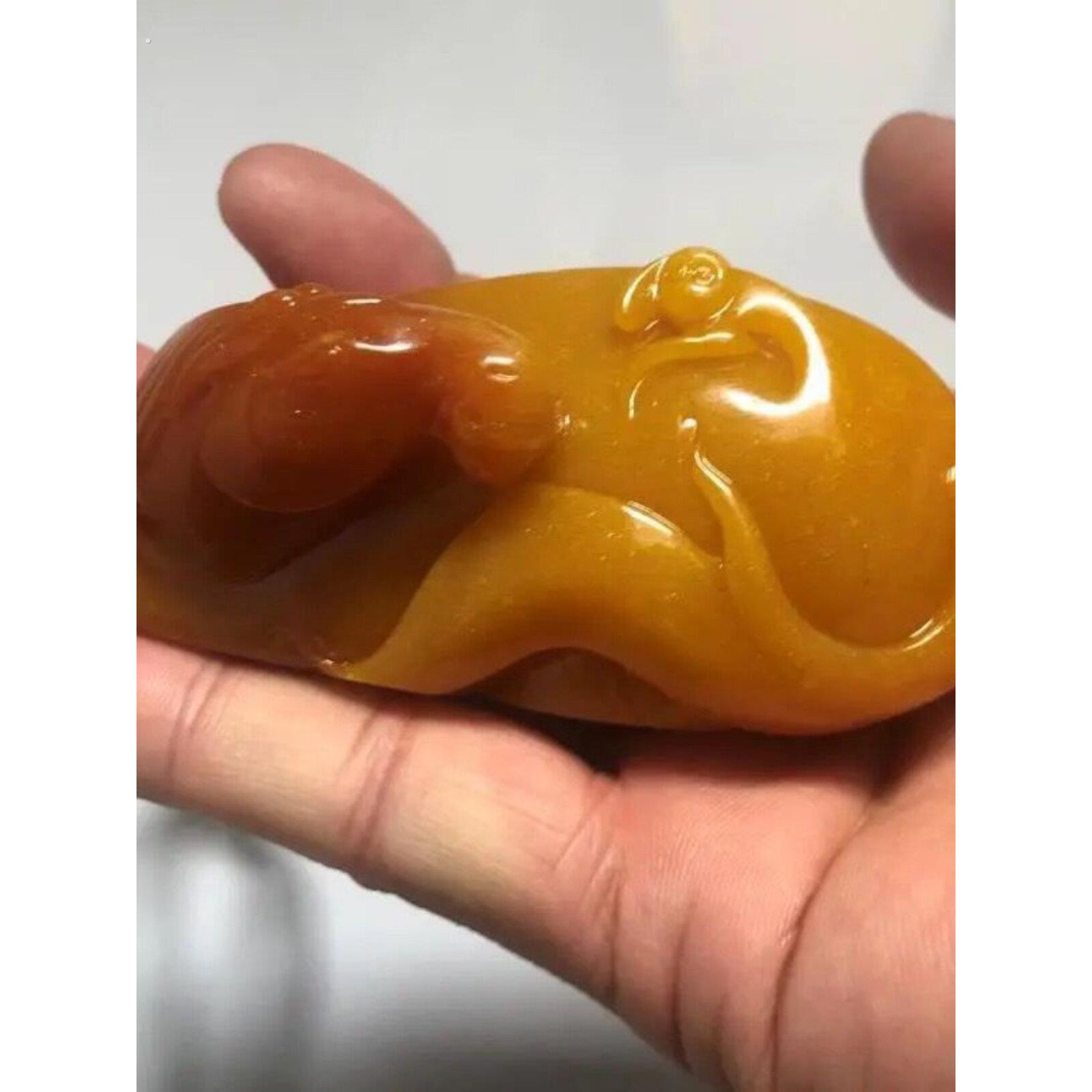黄龙玉手把件男款卧马手把件寓意马上封侯黄龙玉手把件黄玉手把件