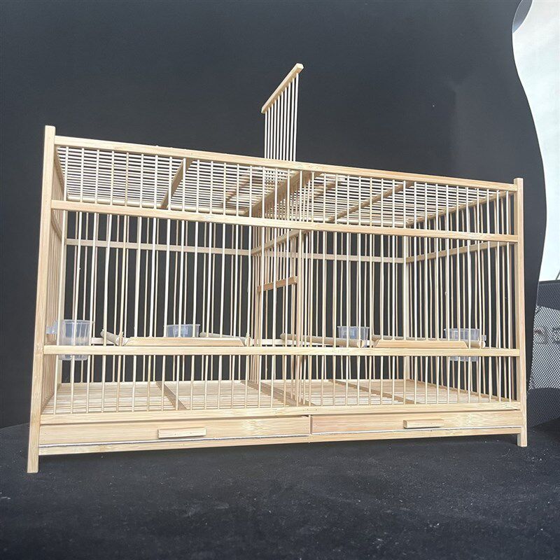 新品竹制黄鸟黄雀繁殖笼带隔断连笼双抽屉鸟笼玉鸟抱窝笼包邮