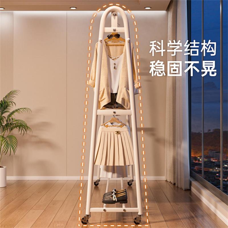 上下两层挂衣架晾衣架落地双杆家用晾衣杆简易衣架可移动挂衣服架