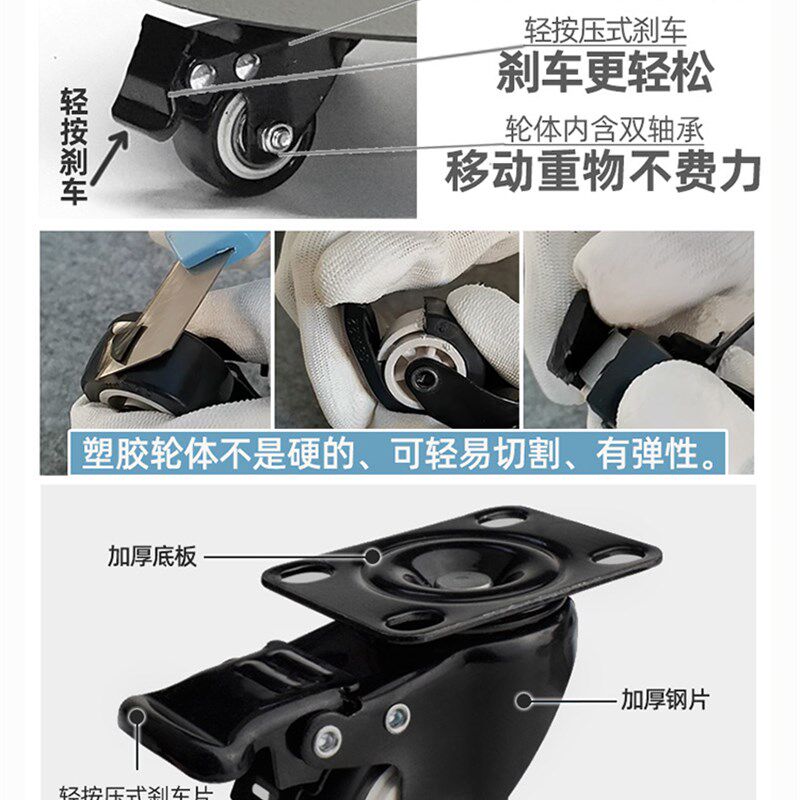 仿水泥色PP橡胶带轮接水托盘圆形花盆排水移动底座万向轮底托带刹
