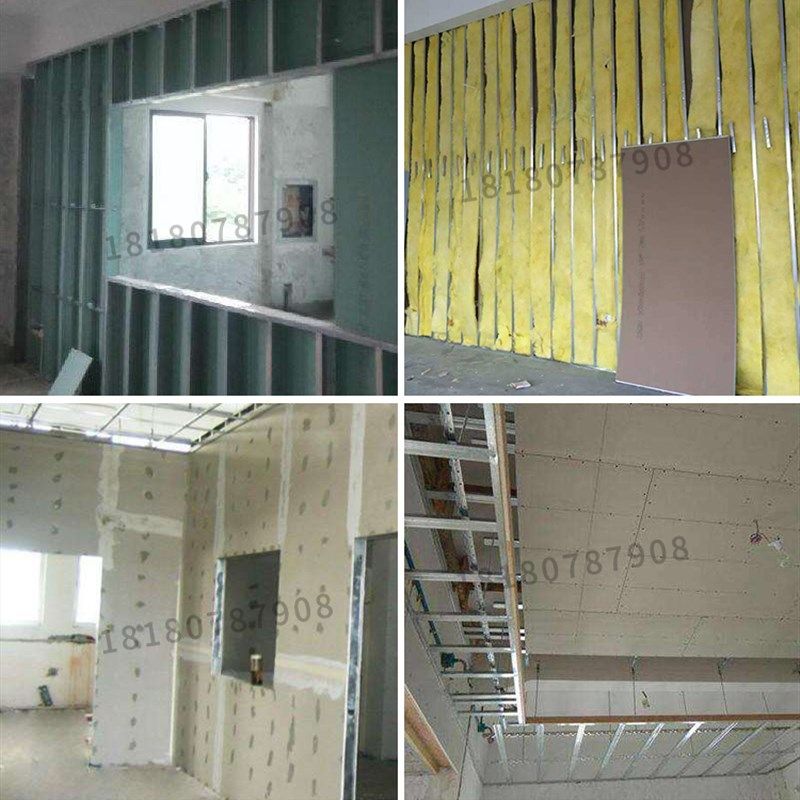 石膏板隔墙轻钢龙骨吊顶施工隔音隔断墙办公室装修厂房矿棉板吊顶
