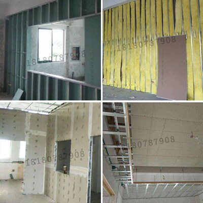 石膏板隔墙轻钢龙骨吊顶施工隔音隔断墙办公室装修厂房矿棉板吊顶