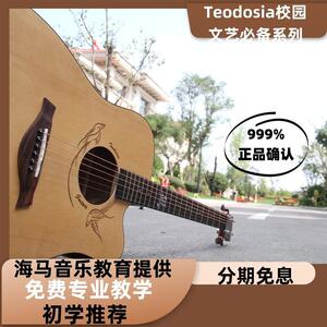 民谣初学者古典吉他儿童新手入门电箱木吉他卢森蓝之吉椴木41寸
