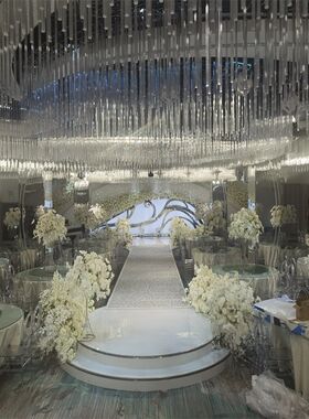 欧式火烈鸟粉色婚礼地毯西式婚庆白色印字长毯结婚装饰地垫氛围毯