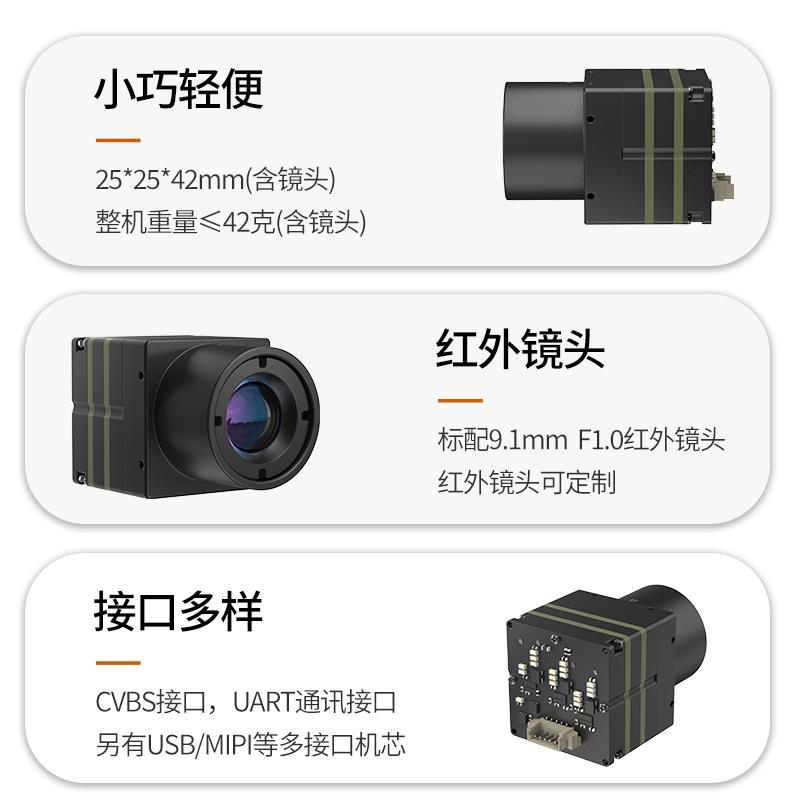 晶品夜视fpv机芯无人机红外热像仪挂载视觉类红外摄像头机芯模组