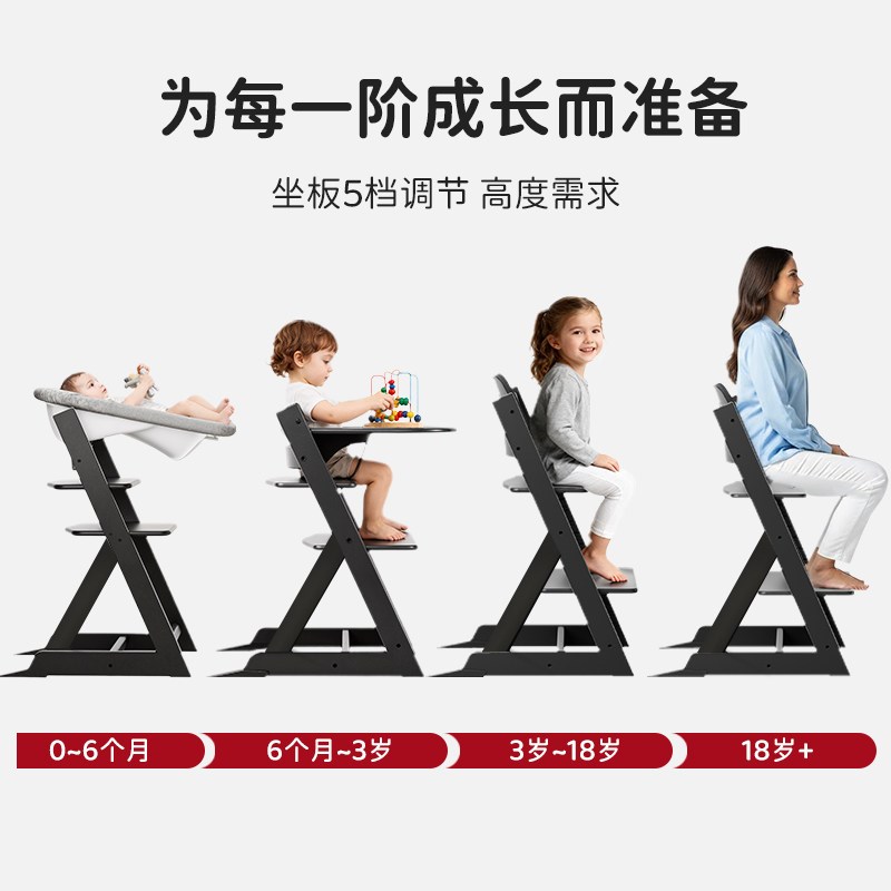 榉木成长椅儿童餐椅婴儿餐桌座椅宝宝家用高脚椅吃饭椅实木椅图片