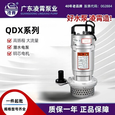 广东凌霄家用潜水泵QDX型大流量高扬程抽水机220V农田灌溉清水泵