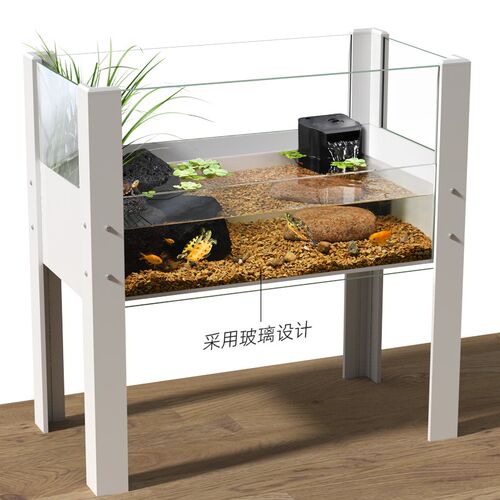 乌龟缸生态造景水陆缸别墅家用客厅养大乌龟专用特大号玻璃饲养箱