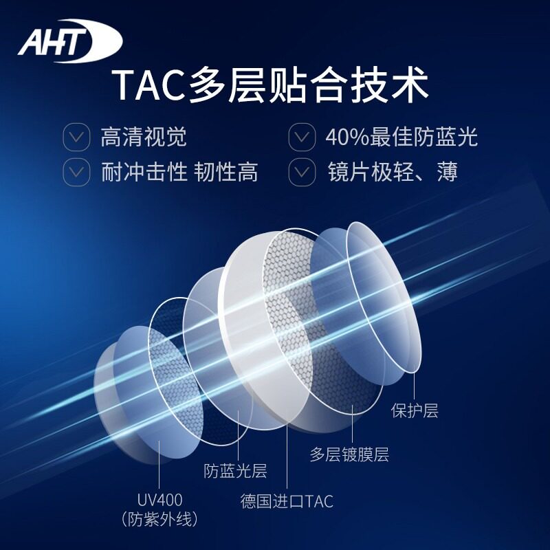 AHT防蓝光眼镜护眼缓解疲劳电脑防辐射眼镜男抗疲劳平光护眼镜框