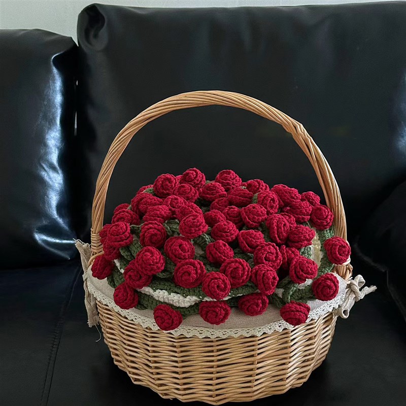 diy手工玫瑰花毯子毛线编织材料包向日葵花束宝宝毯钩针创意礼物