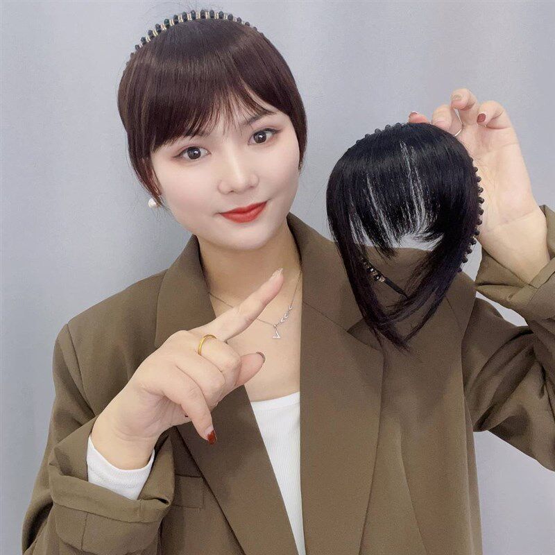 假发女水钻发箍空气刘海一体补发修颜自然隐形遮白发假刘海全真发