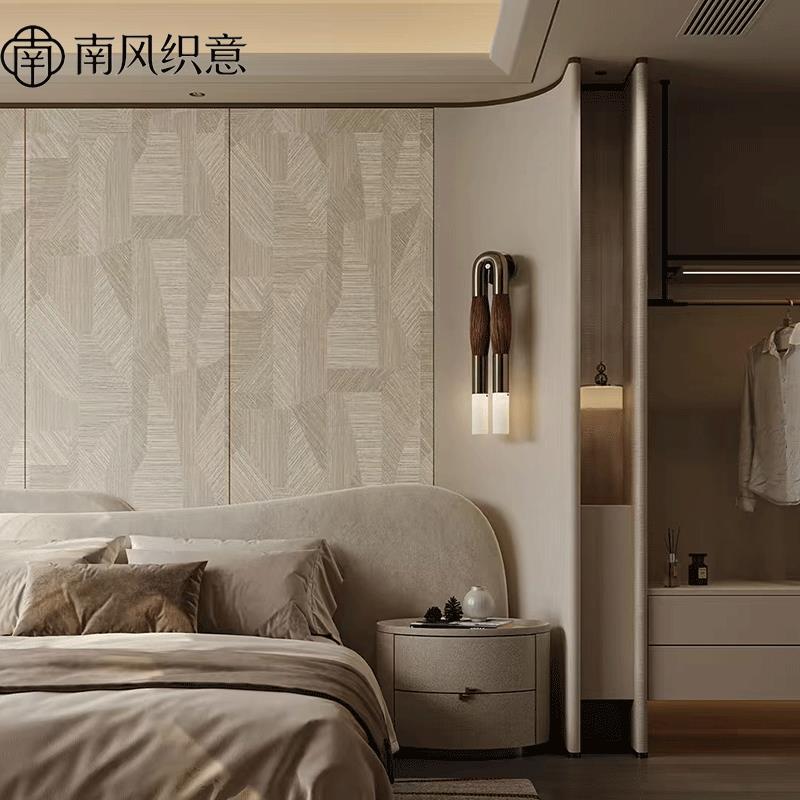 意式极简几何图案墙纸壁画手工木皮拼贴墙纸定制背景墙壁纸墙布图片
