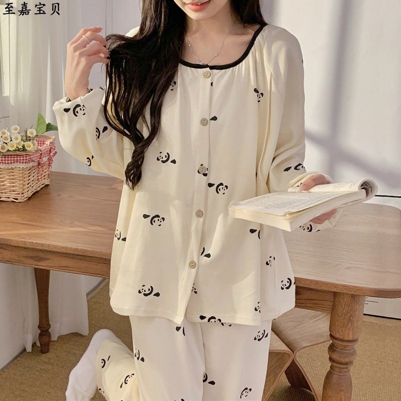 免穿内衣月子服春秋哺乳孕妇睡衣薄款带胸垫怀孕期夏产后喂奶待产