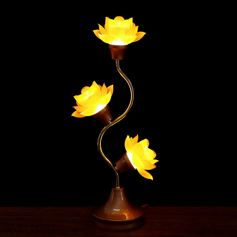 莲花灯佛供灯led荷花灯佛具用品三品琉璃莲花佛前供灯观音长明灯
