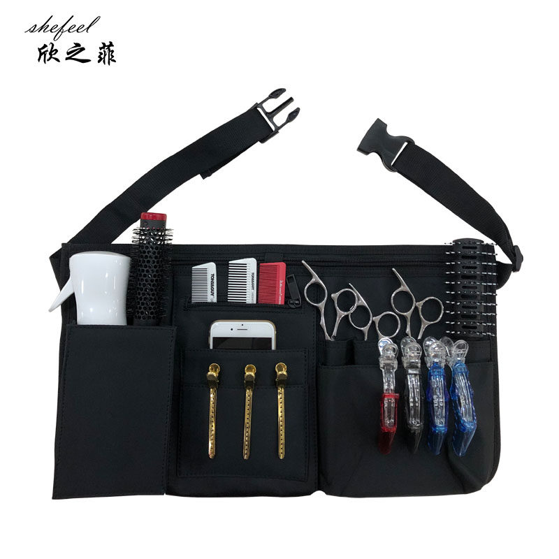 美发工具包发型师化妆师专用多功能个性时尚帆布折叠剪刀腰包黑色