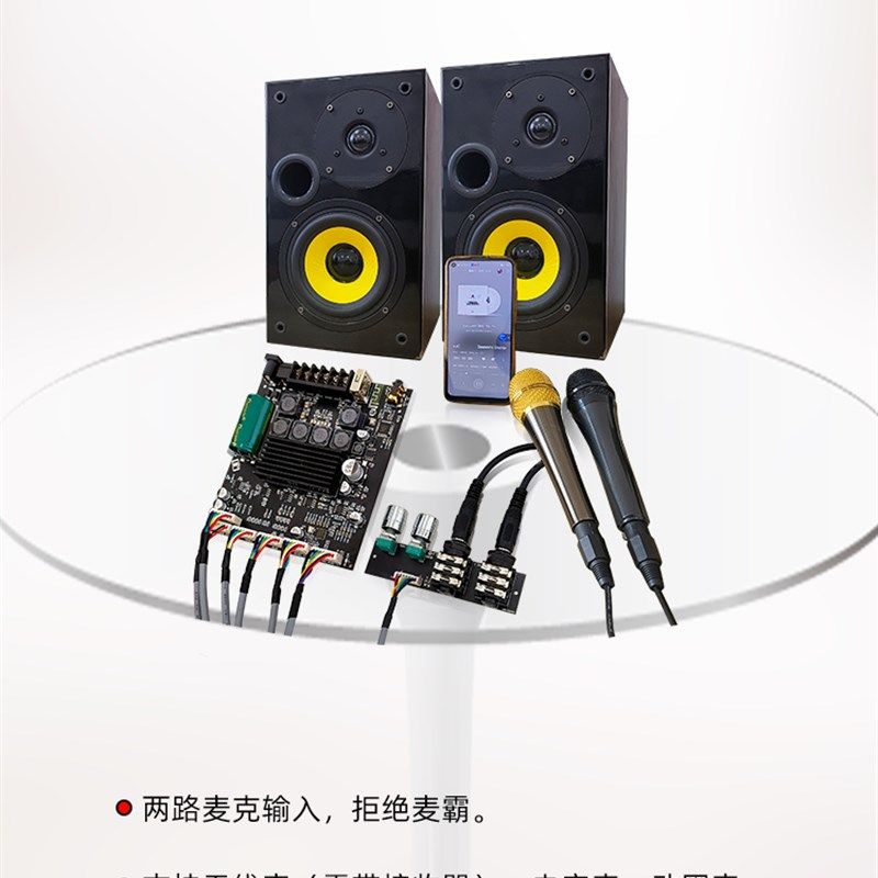 ZK-AM100F 引线式KTV话筒音响一体机2.1声道蓝牙功放板50+50+100W