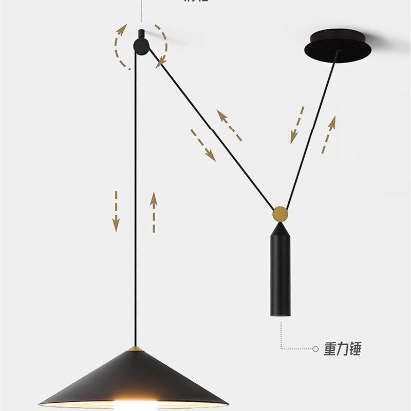 北欧创意吊灯餐厅餐桌简约现代个性升降滑轮移位设计师款装饰灯具