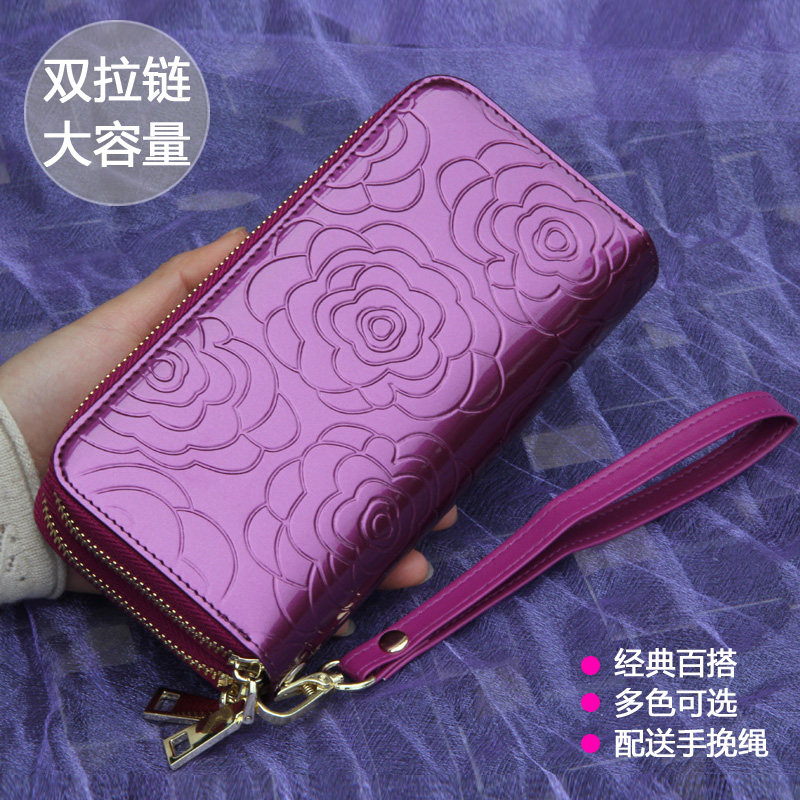 双拉链手拿钱包女士长款真皮大容量多功能钱夹牛皮手机包新款时尚