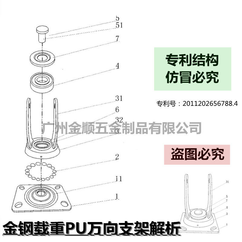 4寸6寸刹车脚轮聚氨脂8寸PU万向轮手推车胶轮子5寸重型工业方向轮